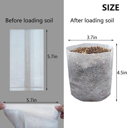 Belit Nursery Growing Bags, 200 Pcs Fabric Seedling Pots Non-Woven Pouch for Gardening Seed Plant