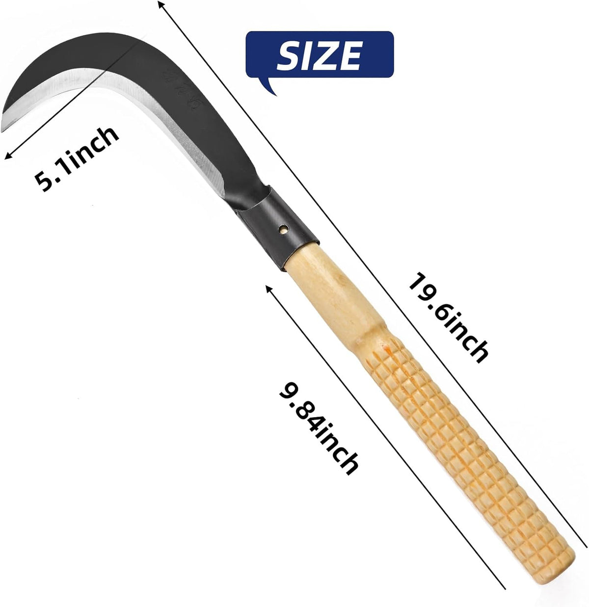 Billhook Sickle Machete Knife,Clearing Sickle,Manganese Steel Blade Hand held Sickle Tool