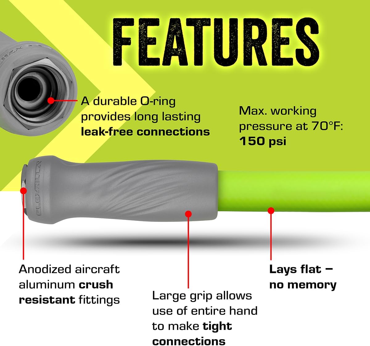 Flexzilla Garden Hose with SwivelGrip, 5/8 in. x 100 ft., Lightweight All-Weather Water Hose