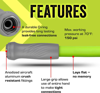 Flexzilla Garden Hose with SwivelGrip, 5/8 in. x 100 ft., Lightweight All-Weather Water Hose