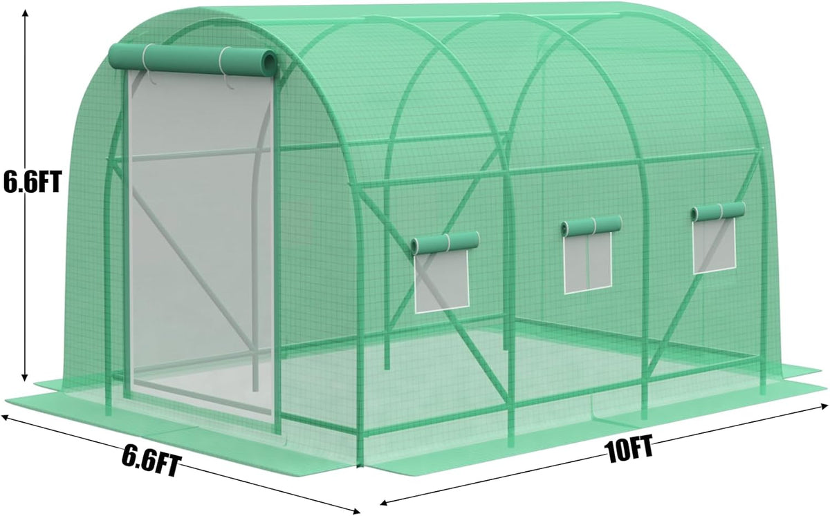 10×7×7 FT Greenhouses for Outdoors Heavy Duty, Large Walk in Green Houses for Outside with 6