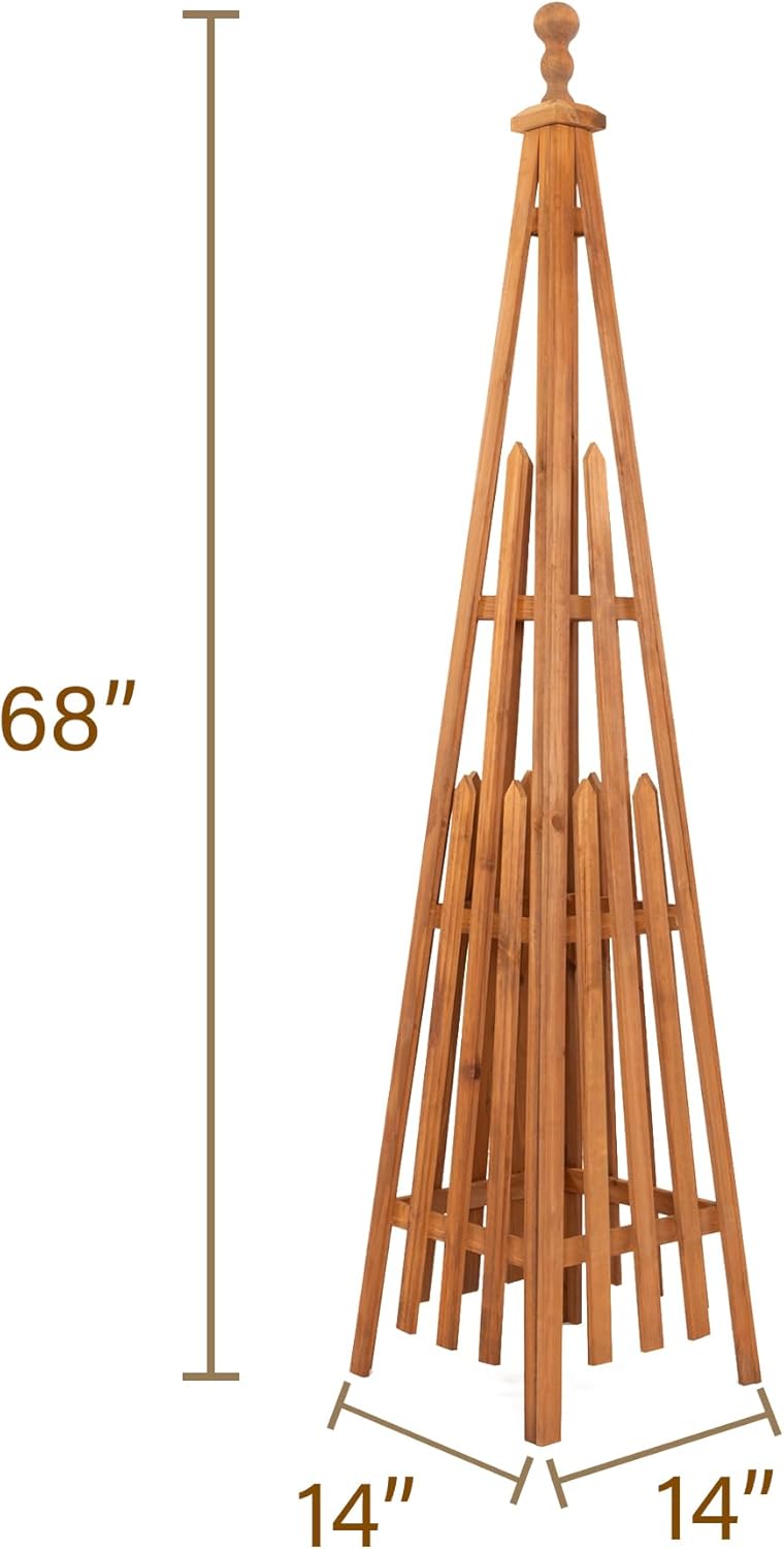 Wooden Obelisk Trellis The Ideal Support for Indoor and Outdoor Gardens, 67.5''H×14.5''W, Perfect