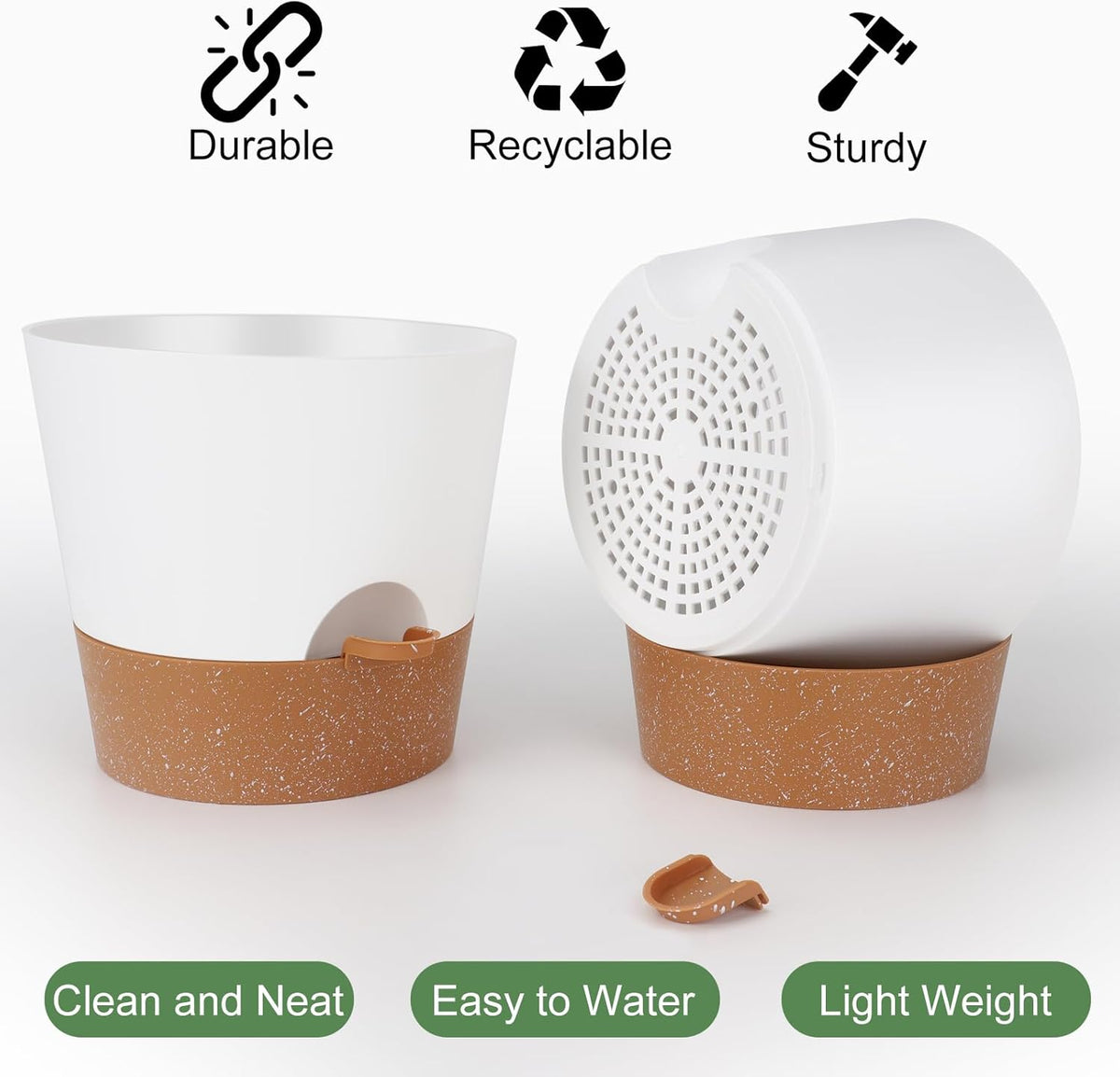 10 inch Plant Pots, Self-Watering Planters with Drainage Holes & Saucers for Indoor and Outdoor