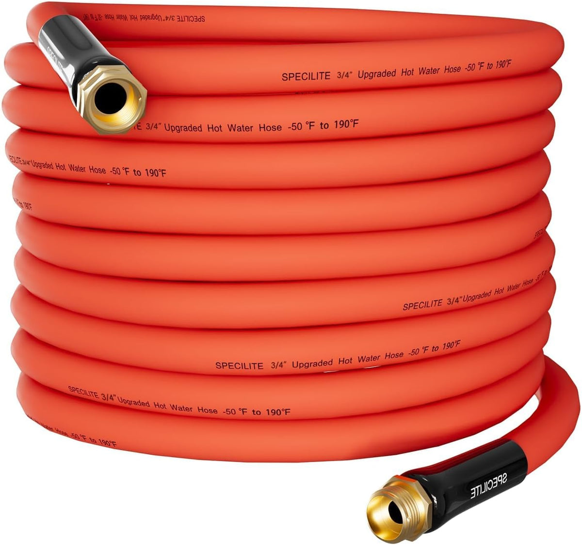 SPECILITE 3/4" Hot/Cold Garden Water Hose 50 ft, -50℉-190℉,Flexible & Lightweight With 3/4" Brass