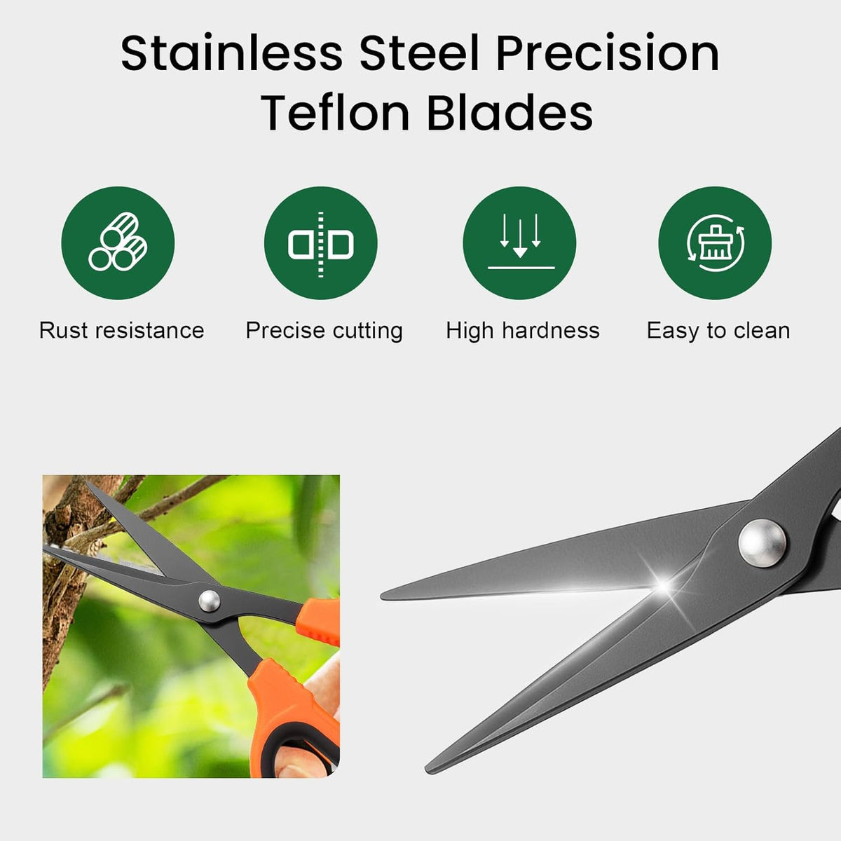 GROWNEER 1 Packs Trimming Scissors Teflon Coated Non Stick Blades Pruning Shears Gardening Hand