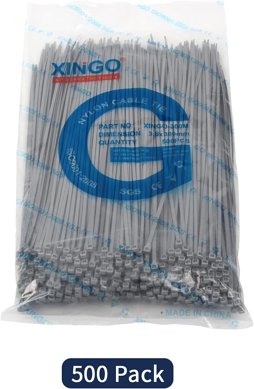 XINGO Nylon Cable Zip Ties Self Locking Plastic Wire Ties with 40 Lbs Tensile Strength for Indoor