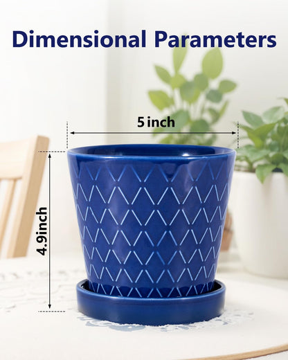 EFISPSS Ceramic Plant Pots, 5Inch Pots for Indoor Plants, Planters with Drainage Holes and Ceramic