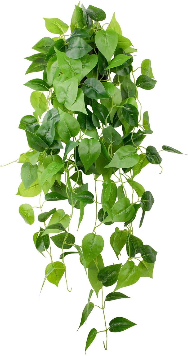 LOYWREE 35.4in Artificial Plants in Black Pot Realistic Fake Hanging Potted Greenery with Faux Ivy