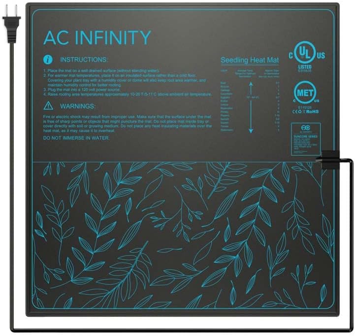 AC Infinity SUNCORE A5, Waterproof Seedling Heat Mat 20" x 20.75" MET & UL-Certified Heating Pad