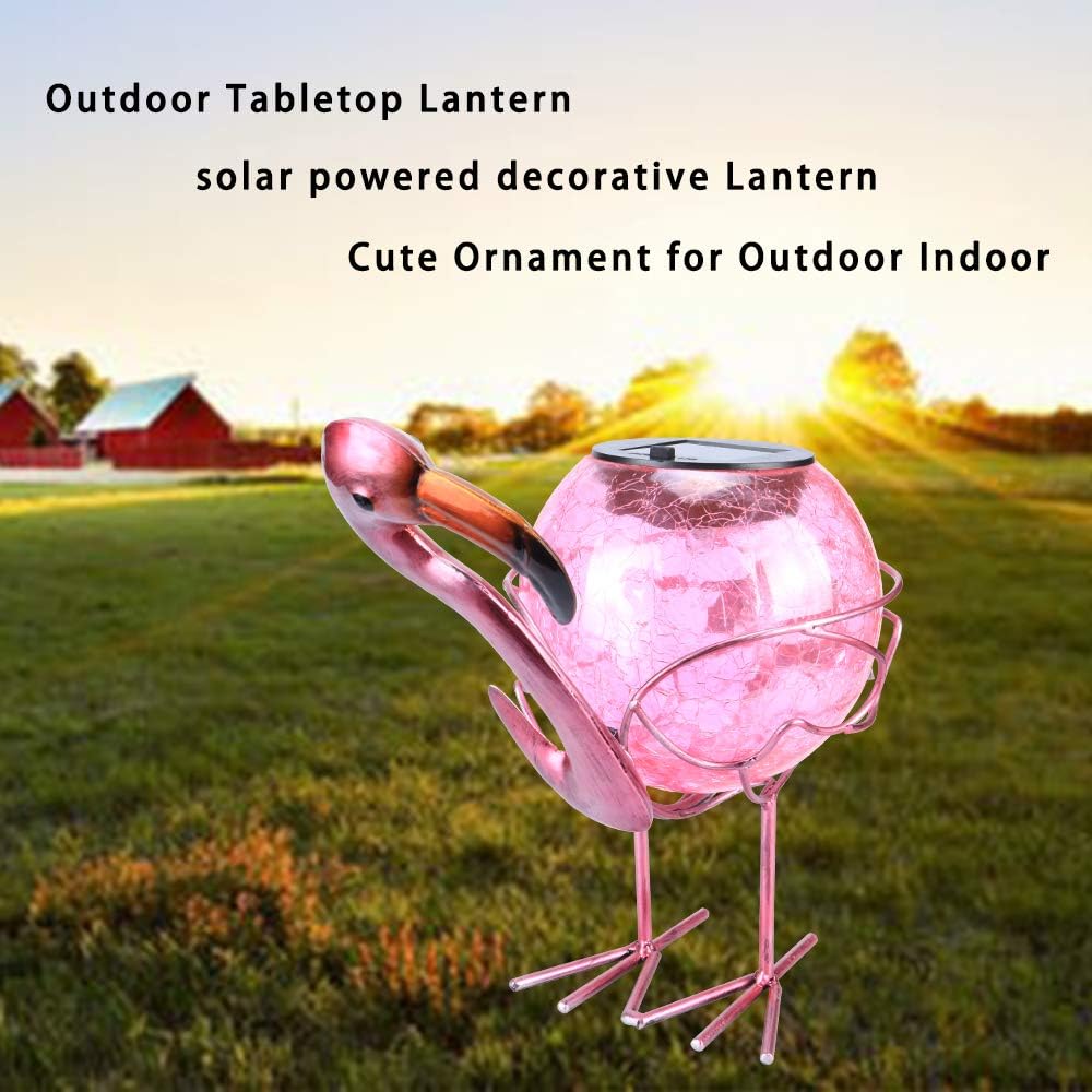 Solar Lantern Outdoor Decorative Waterproof LED Solar Lights Flamingo Tabletop Lamp for Outdoor
