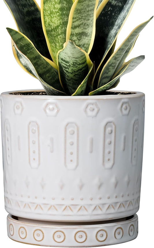 Pot for Plants 6 Inch - Ceramic Planter for Indoor Plants Decorative Plant Pot with Drainage Holes