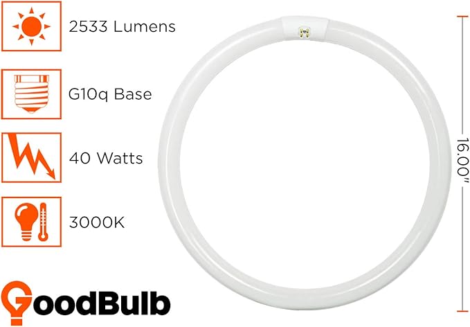 GoodBulb 40-Watt 16 Inch T9 Fluorescent Circline Light Bulb 3000K Soft White Color G10q Base 2533