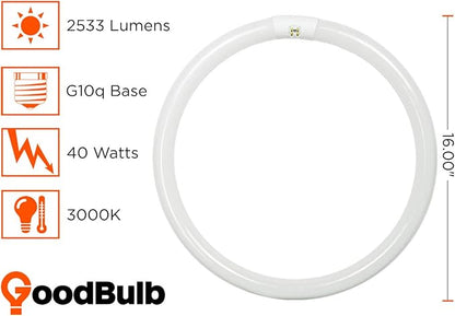 GoodBulb 40-Watt 16 Inch T9 Fluorescent Circline Light Bulb 3000K Soft White Color G10q Base 2533