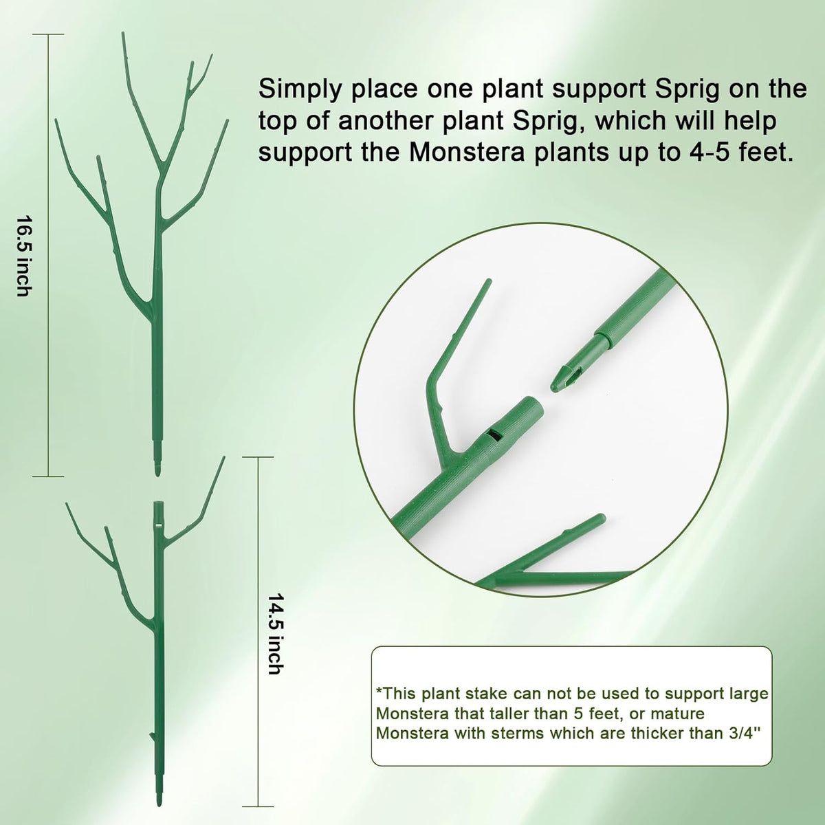 5 Pack Stackable Plant Support Stakes, Climbing Plant Support Structures for Monstera, Pothos
