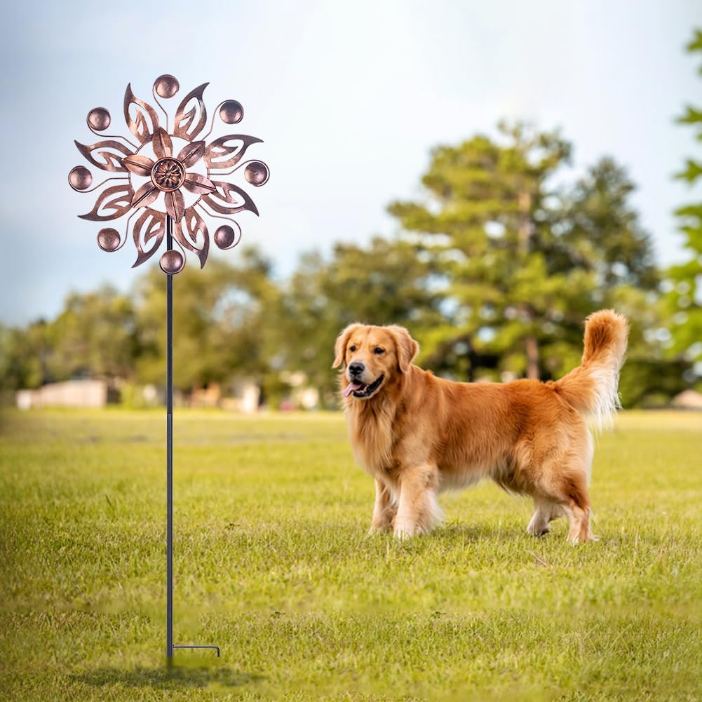 VEWOGARDEN 2PCS Outdoor Wind Spinner,Metal Wind Spinners Yard Decor Pinwheel,Copper Wind Sculptures