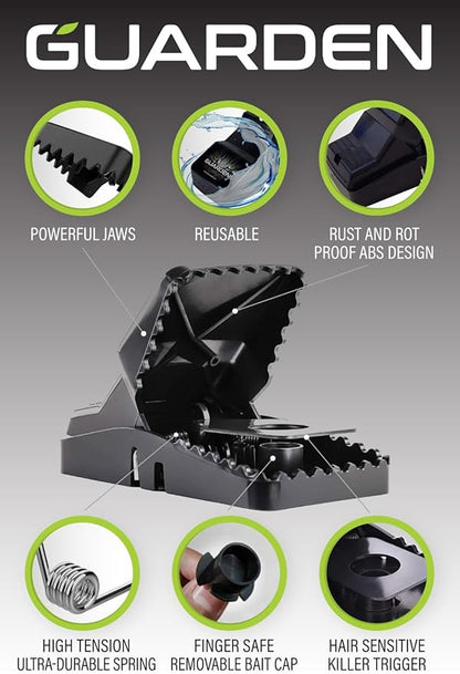 Rat Trap Six Pack - Indoor and Outdoor Traps for Mice, Voles, Rats, Chipmunks - Easy to Set