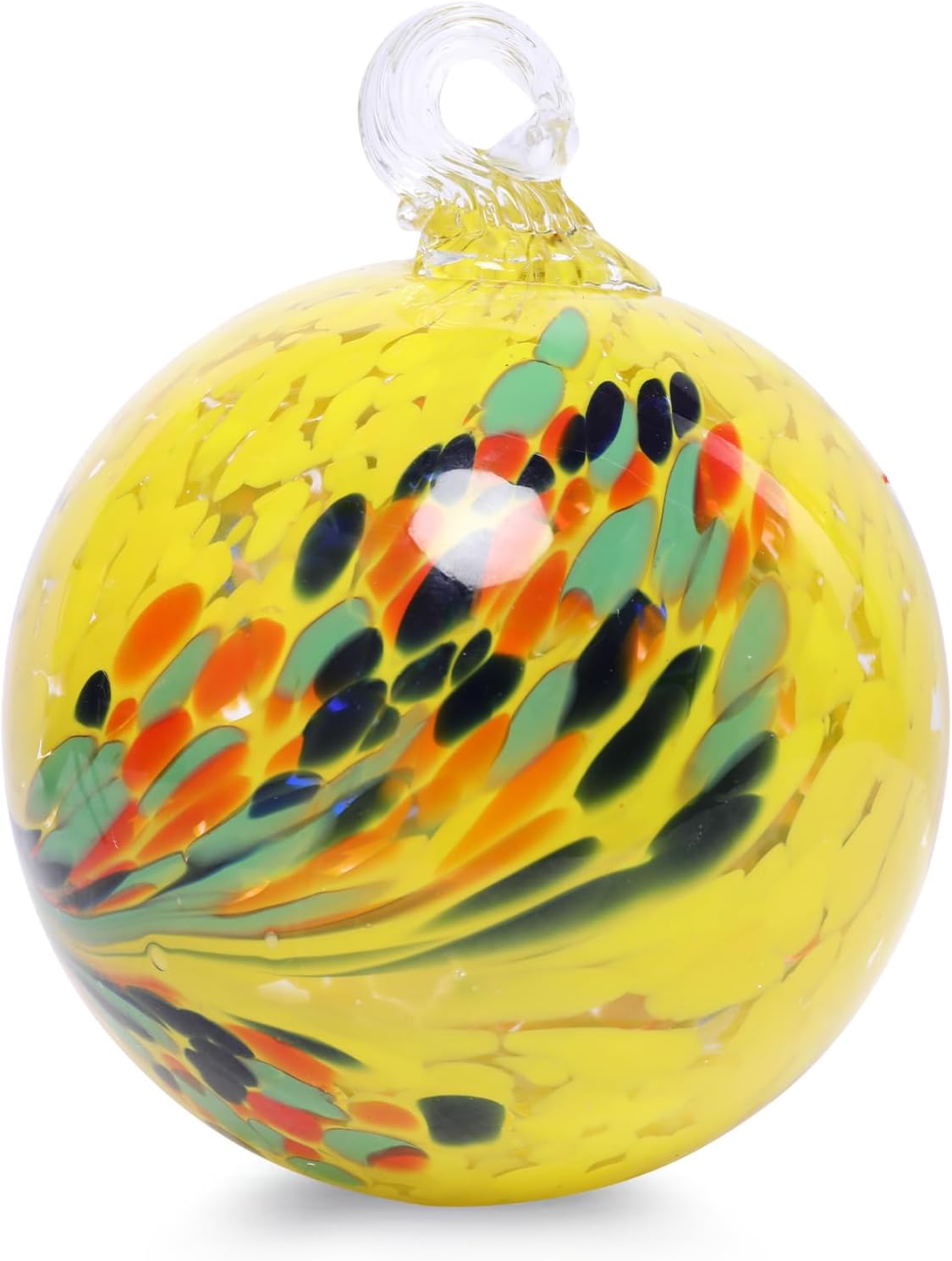 VCUTEKA Hanging Garden Gazing Ball, Hand-Blown Glass Witch Ball for Outdoor Garden Décor, 6" Yellow