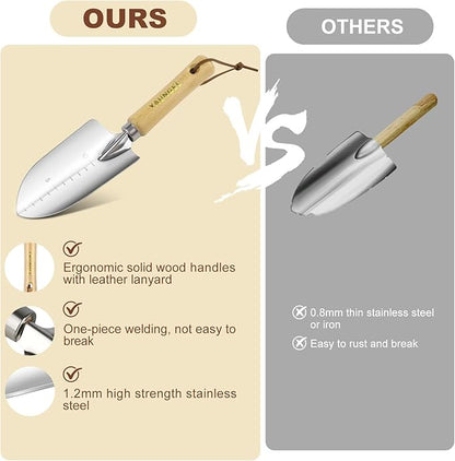 YAUNGEL Gardening Tools - 10 Pcs Garden Tool Set Heavy Duty Stainless Steel Garden Supplies Hand