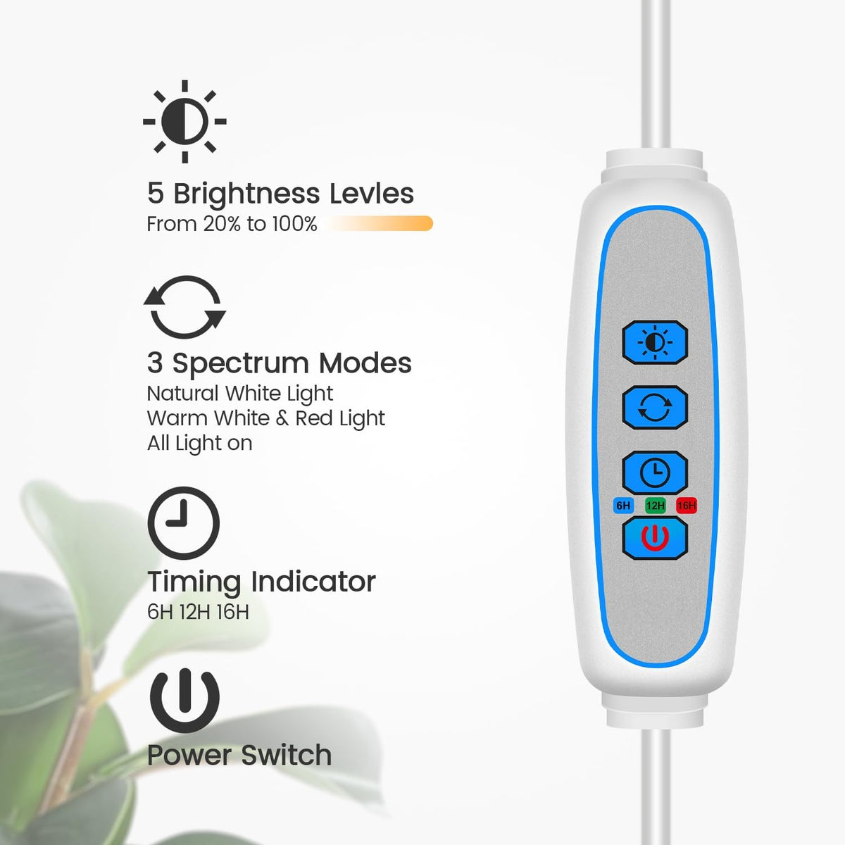 Garpsen Floor Plant Light, Full Spectrum 252 LEDs Grow Light for Indoor Plants with Base, 3 Color