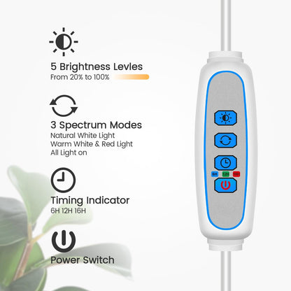 Garpsen Floor Plant Light, Full Spectrum 252 LEDs Grow Light for Indoor Plants with Base, 3 Color