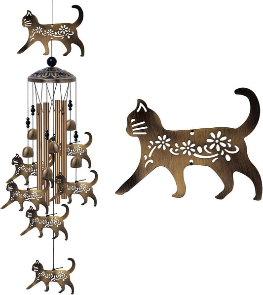 Outdoor Cats Wind Chimes Gifts for Mom - Bronze Memorial Wind Bells, Mobile Sympathy Wind Catcher