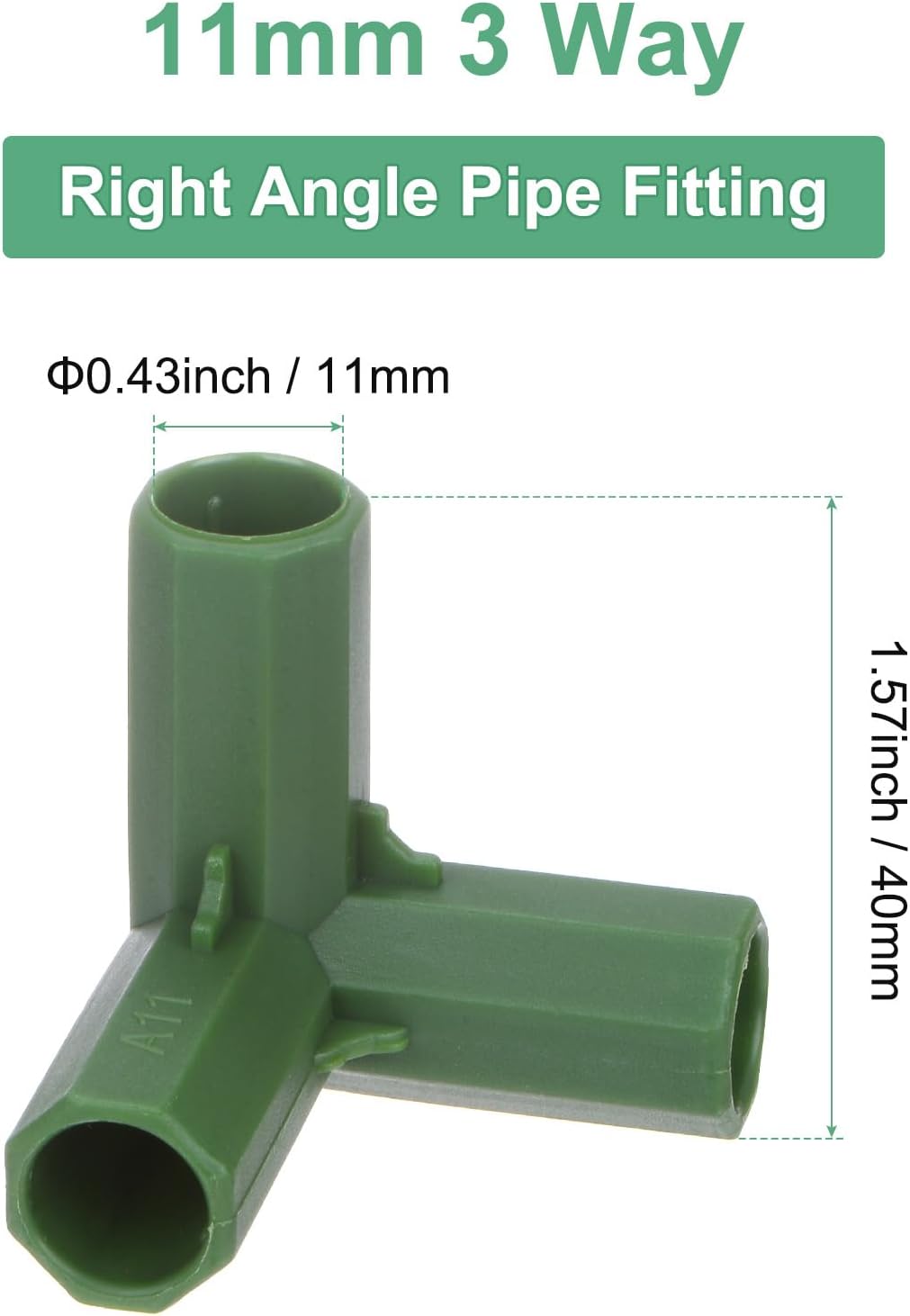 12 Pcs 11mm Greenhouse Frame Building Connectors, 3 Way Right Angle Pipe Fitting for Grape