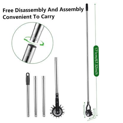 Edger Lawn Tool 67.3 Inch Manual Grass Edger with 4 Sections Stainless Steel Handle and Wheel