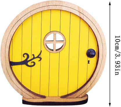 Yellow Fairy Garden Door for Tree, Fairys Doors for Trees Outdoor and Tree Trunk,Mini Fairy Garden