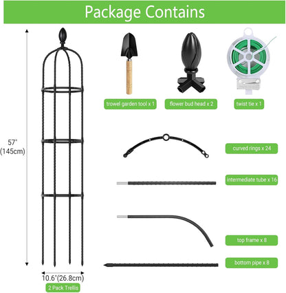 2 Pack 5Ft Tall Garden Obelisk Trellis for Climbing Plants Outdoor, Plant Trellis Garden Tower