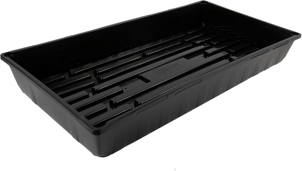 SUNPACK 10" x 20" Mega Plastic Seed Starting Tray, Black, 2.5" (Pack of 10) - No Drainage Holes