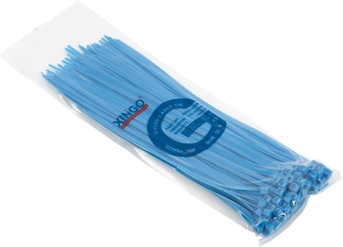 XINGO 100PCS Cable Zip Ties Heavy Duty, Premium Nylon Plastic Wire Ties with 50 Pounds Tensile