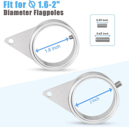 2" Large Flag Pole Rings, 2 Pcs Aluminum Alloy Spinning Flag Pole Ring Clips Swivels, 360° Rotating