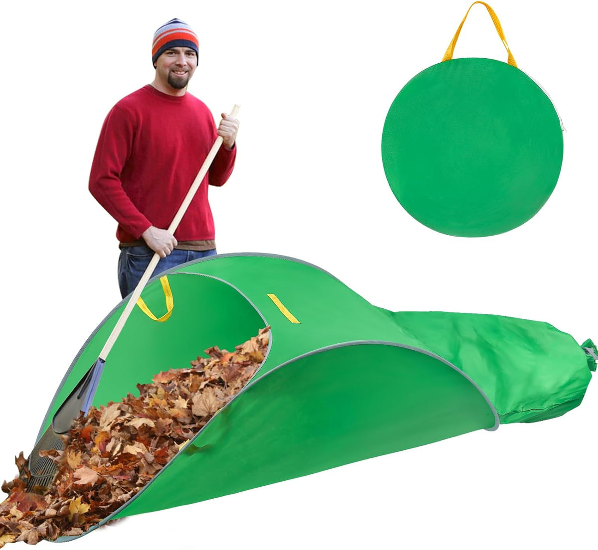 UQM Leaf Collector,Extra Large Portable Pop Up Leaf Bags, Foldable Leaf Pick Up Tools, Reusable