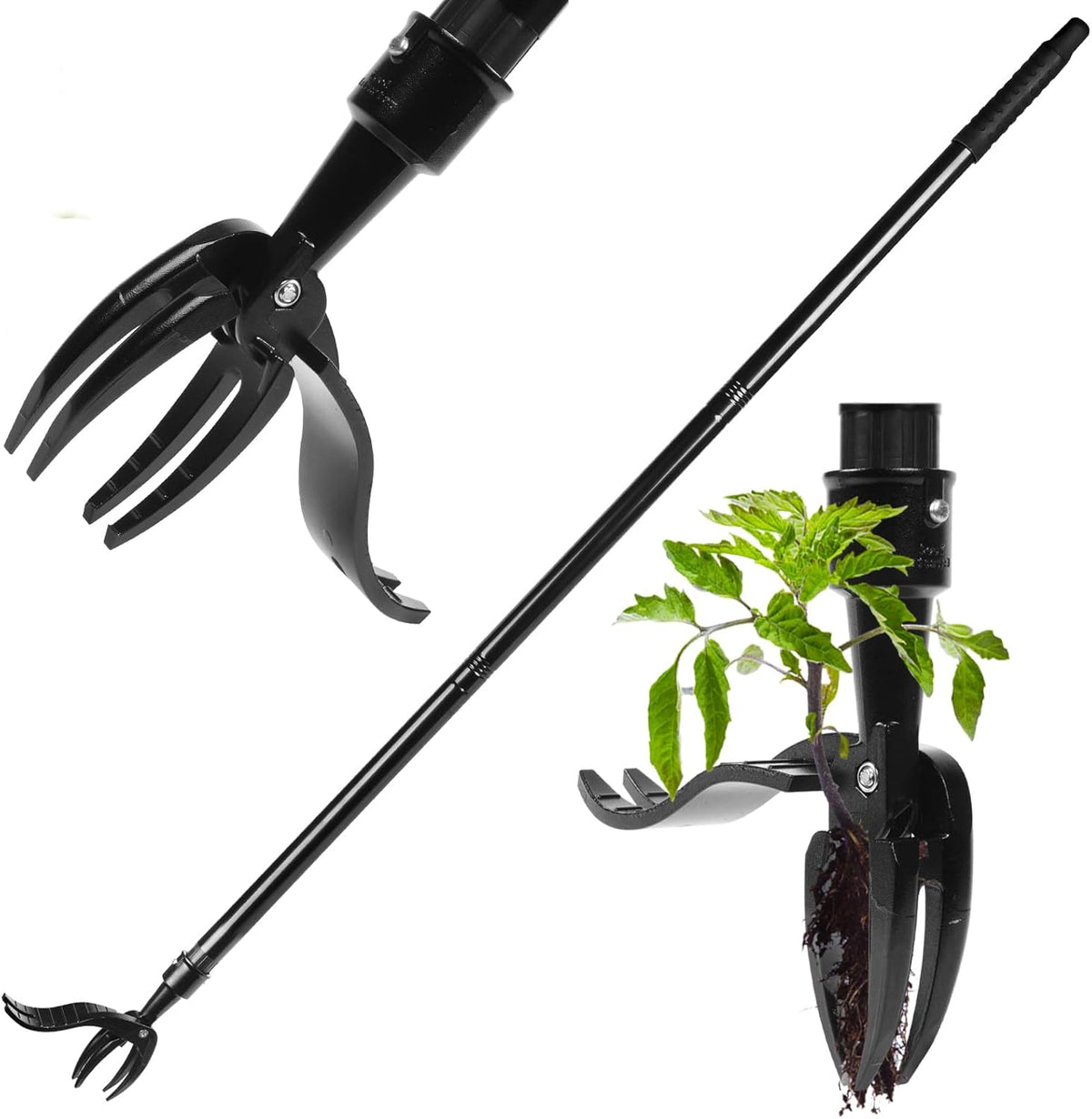 Manual Weed Puller Tool - Reinforced 4-Claw Steel Head - Updated Version Efficient Weed Remover