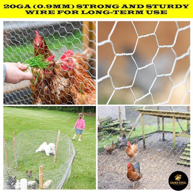 Chicken Wire 36 in x 150 FT x 2” Mesh x 20GA | Poultry Wire Netting | Hot Dipped Galvanised |