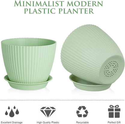 7/6.2/5.5/5/4.5/4 inch Plant Pots, 6 Pack Flower Pots for Small Indoor Outdoor Plants, Plastic