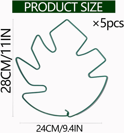 5PCS Green Monstera Plant Stem Support - 11x9.4 Adjustable Fishbone Cactus Stake Holder, Durable