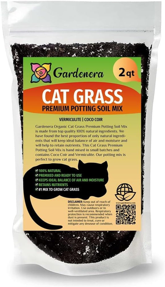 Organic Cat Grass Growing Medium by Gardenera - Create a Safe and Healthy Environment for Your Cat