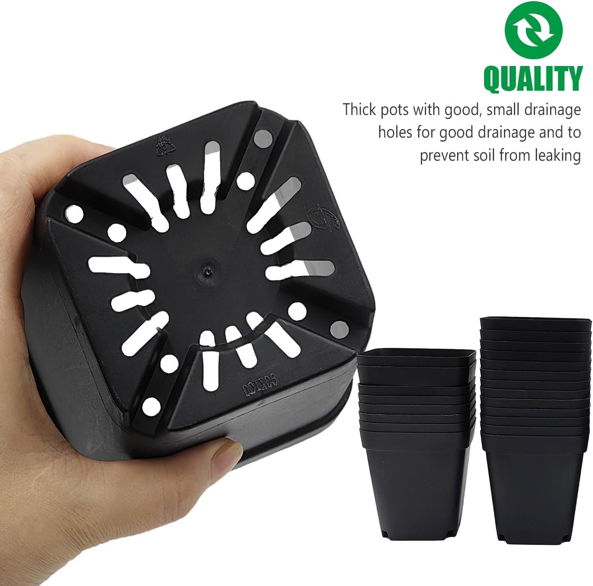 3.5 inch (9CM) Square Nursery Pots 60pcs, Sturdy Seedlings Trays 5 Pcs, Seeds Starter Germination