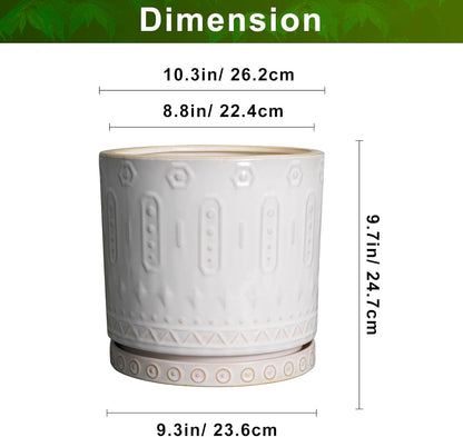 Ceramic Planter Pot - 10 Inch Plant Pot for Indoor Outdoor Plants Round Large Flower Pot with