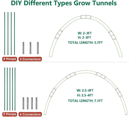 Garden Hoops for Raised Beds, 36pcs Greenhouse Hoops Grow Tunnel, 8ft Rust-Proof Fiberglass Frame