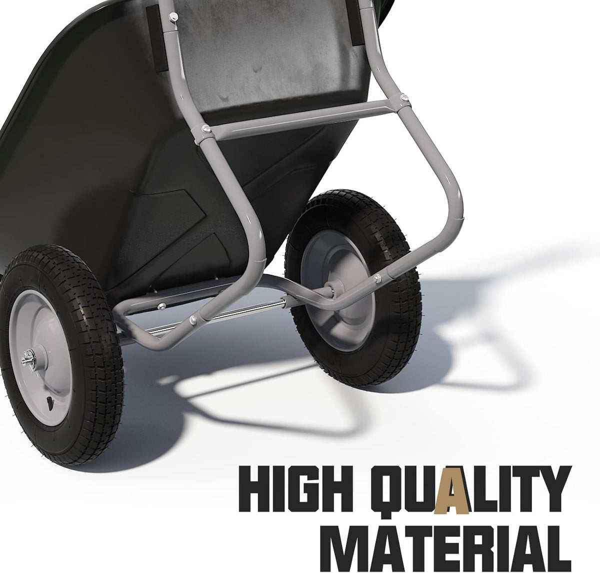 ARNOT Enlarged 2-Wheel Wheelbarrow, Easy Loading and Dumping Garden Cart, Heavy Duty Utility Dump