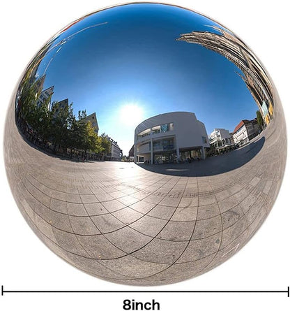 Nerien 8 Inch Gazing Ball, Stainless Steel Garden Mirror Globe, Polished Ornament Sphere, Hollow