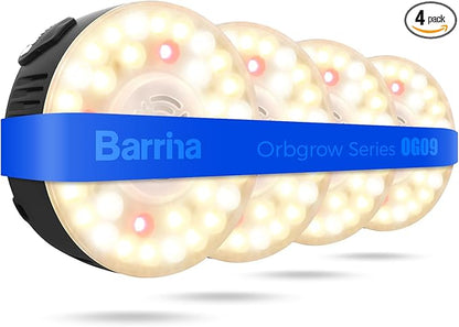Barrina Orbgrow OG09 Puck LED Grow Light with 660nm Red LEDs, 36W(4 x 9W, 540 Watt Equiv), Plant
