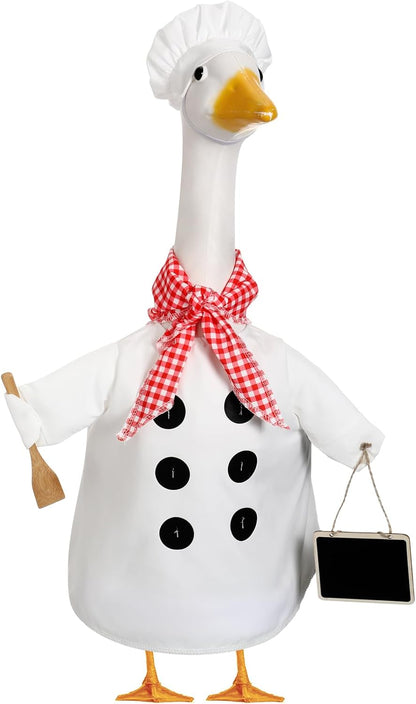 Aliceset Chef Porch Goose Outfits for Cement Goose Lawn Statue Clothes 23", Chef Clothes with