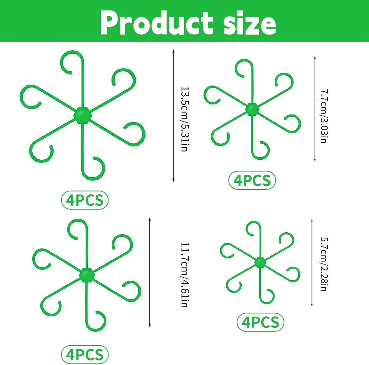 16pcs Climbing Houseplant Stem Supports,Plant Stems Supports for Indoor Plants with 4