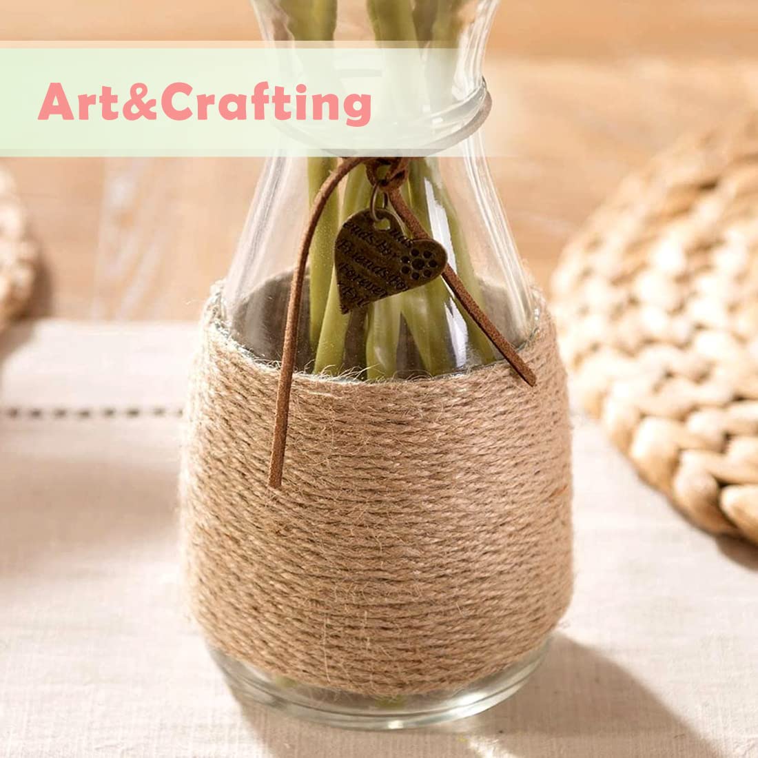 PerkHomy 1100FT Jute Twine String 2mm 3ply Natural Thin Twine for Craft Gardening Gift Wrapping