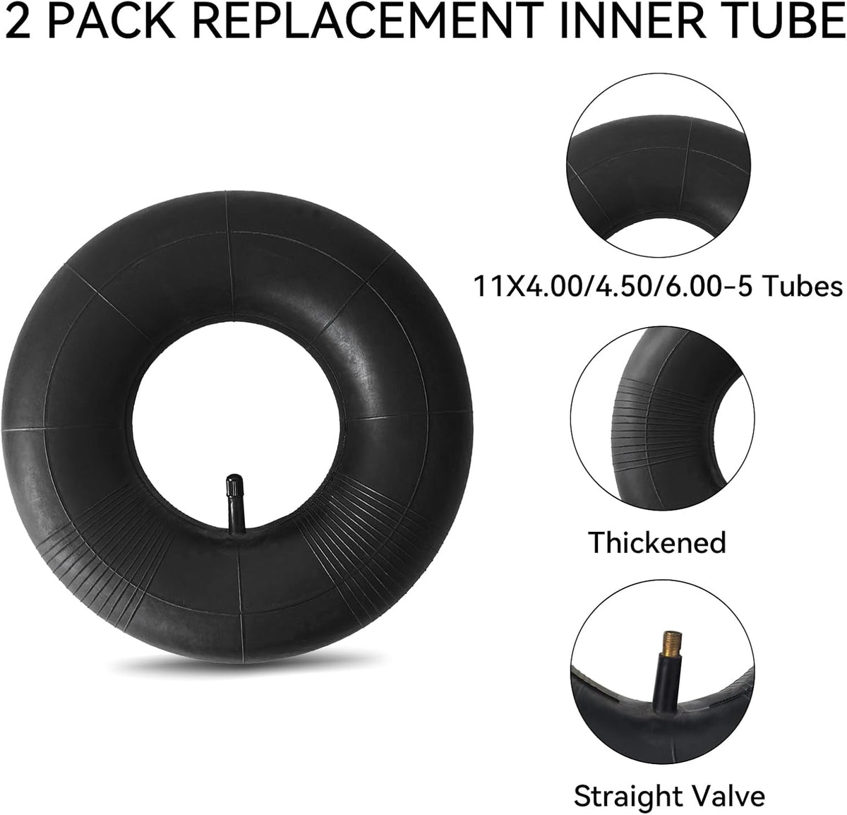 2 Pack 11x4.00-5 Inner Tube with TR-13 Valve Stem 11X4.00/4.50/6.00-5 Replacement Tire Tube for