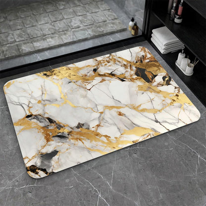 Bath Mat-Bathroom Rug，Abstract Marble Gold-Absorbent Non Slip Quick Dry Stain Resistant Easy to