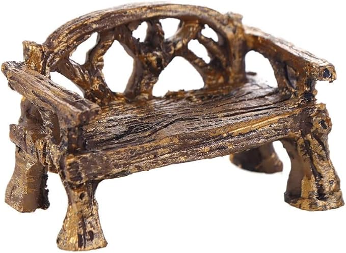 Brown Fairy Garden Furniture Ornaments Miniature Resin Chair Bench Doll House Decor Home Garden